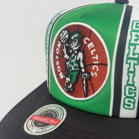 Mitchell Ness Boston Celtics NBA Retro Trucker Snapback Hat Green Black Fit NWT - Picture 4 of 5